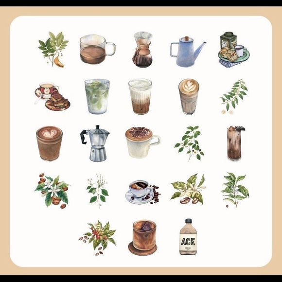 Traditional Coffee House, Beans, Grinders, 46 Deco Stickers - Picture 5 of 8